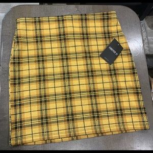 Forever 21 plaid yellow mini skirt